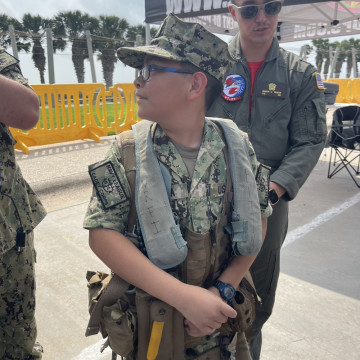 Trying on flight equipment