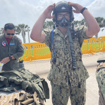 Trying on flight equipment