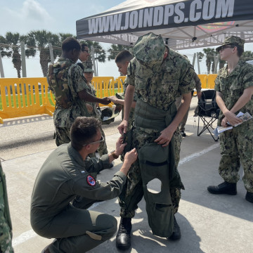 Trying on flight equipment