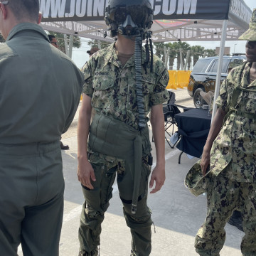 Trying on flight equipment